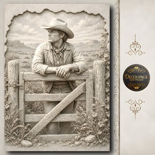 3D stenen cowboy ranch poort sculptuur Tissuepapier