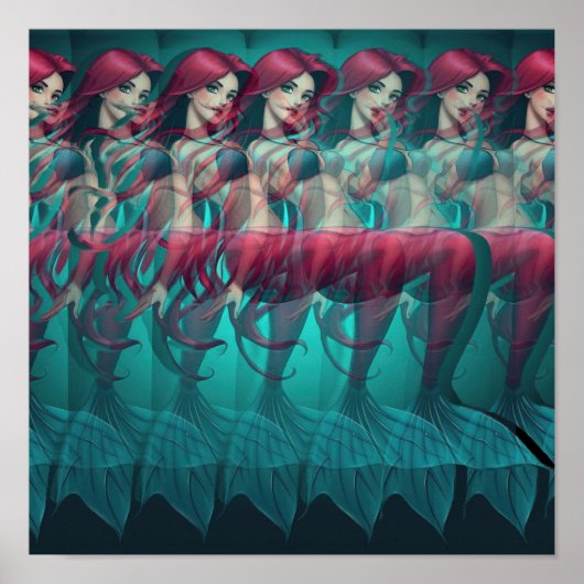 3D Stereogram Zeemeermin Poster (Voorkant)