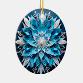 3D Stijl Blauw Wit Bloem Kerstvakantie Keramisch Ornament (Rechts)