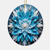 3D Stijl Blauw Wit Bloem Kerstvakantie Keramisch Ornament (Links)