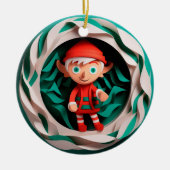 3D Stijl Elf Kerstvakantie Keramisch Ornament (Voorkant)