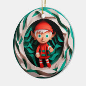 3D Stijl Elf Kerstvakantie Keramisch Ornament (Links)