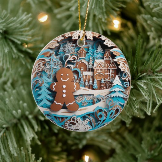 3D Stijl Gingerbread Man, Huis Kerstvakantie Keramisch Ornament (Boom)