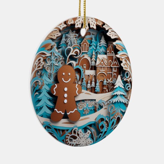 3D Stijl Gingerbread Man, Huis Kerstvakantie Keramisch Ornament (Rechts)