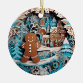 3D Stijl Gingerbread Man, Huis Kerstvakantie Keramisch Ornament (Voorkant)