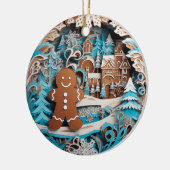 3D Stijl Gingerbread Man, Huis Kerstvakantie Keramisch Ornament (Links)