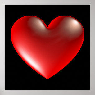 3D-stijl hartsymbool rood Poster