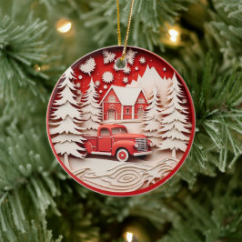 3D Stijl Herten in Bos Land Kerstvakantie Keramisch Ornament