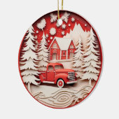 3D Stijl Herten in Bos Land Kerstvakantie Keramisch Ornament (Links)