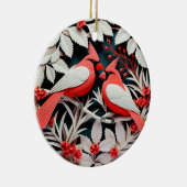 3D Stijl Kardinaal Vogelland Kerstvakantie Keramisch Ornament (Rechts)