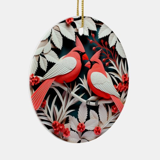 3D Stijl Kardinaal Vogelland Kerstvakantie Keramisch Ornament (Rechts)