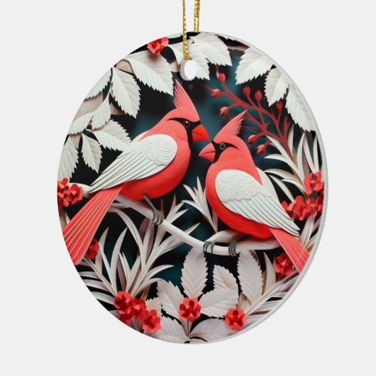 3D Stijl Kardinaal Vogelland Kerstvakantie Keramisch Ornament (Links)