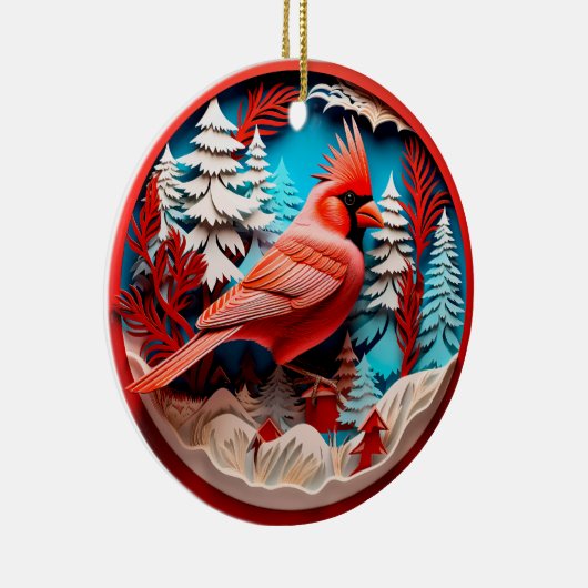 3D Stijl Kardinaal Vogelland Kerstvakantie Keramisch Ornament (Rechts)