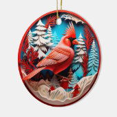 3D Stijl Kardinaal Vogelland Kerstvakantie Keramisch Ornament (Links)