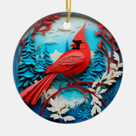 3D Stijl Kardinaal Vogels Land Kerstvakantie Keramisch Ornament
