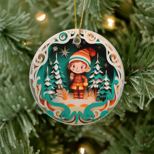 3D Stijl Meisje Elf Kerstvakantie Keramisch Ornament (Boom)
