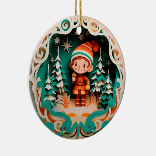 3D Stijl Meisje Elf Kerstvakantie Keramisch Ornament (Rechts)