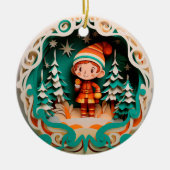 3D Stijl Meisje Elf Kerstvakantie Keramisch Ornament (Voorkant)