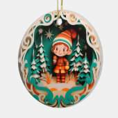 3D Stijl Meisje Elf Kerstvakantie Keramisch Ornament (Links)