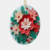 3D Stijl Poinsettia Bloemen Kerstvakantie Keramisch Ornament (Rechts)