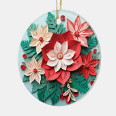 3D Stijl Poinsettia Bloemen Kerstvakantie Keramisch Ornament (Links)