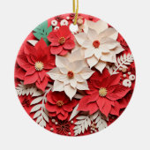 3D Stijl Poinsettia Bloemen Kerstvakantie Keramisch Ornament (Voorkant)