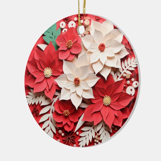 3D Stijl Poinsettia Bloemen Kerstvakantie Keramisch Ornament (Links)