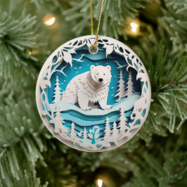 3D Stijl Polar Beer Winterkerstvakantie Keramisch Ornament