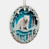 3D Stijl Polar Beer Winterkerstvakantie Keramisch Ornament (Rechts)