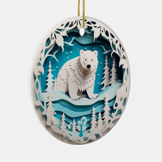 3D Stijl Polar Beer Winterkerstvakantie Keramisch Ornament (Rechts)