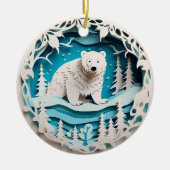 3D Stijl Polar Beer Winterkerstvakantie Keramisch Ornament (Voorkant)