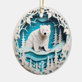 3D Stijl Polar Beer Winterkerstvakantie Keramisch Ornament (Links)