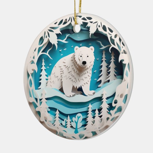3D Stijl Polar Beer Winterkerstvakantie Keramisch Ornament (Links)