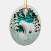 3D Stijl Polar Beer Winterkerstvakantie Keramisch Ornament (Rechts)