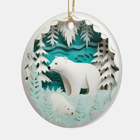 3D Stijl Polar Beer Winterkerstvakantie Keramisch Ornament (Links)