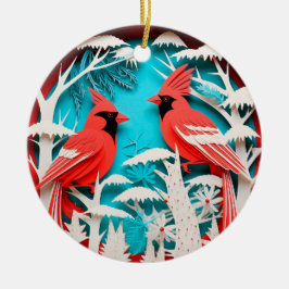 3D Stijl Rode Kardinaal Vogel Kerstvakantie Keramisch Ornament