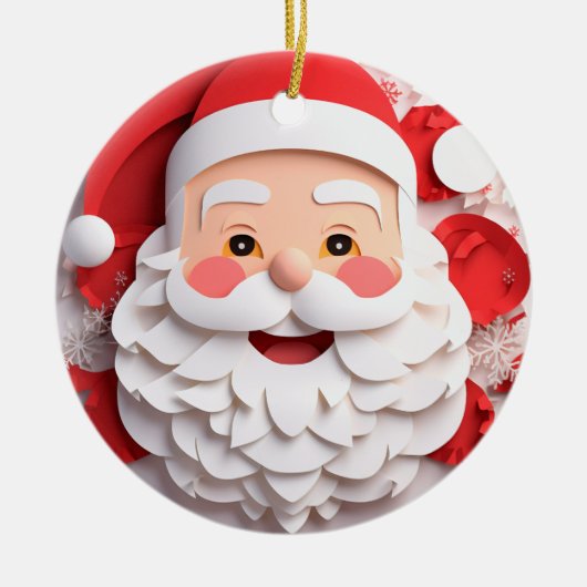 3D Stijl Sinterklaas Kerstvakantie Keramisch Ornament (Voorkant)