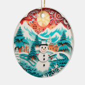 3D Stijl Sneeuwman Winter Kerstvakantie Keramisch Ornament (Links)