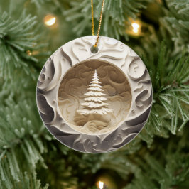 3D Stijl Winter Boom Kerstvakantie Keramisch Ornament