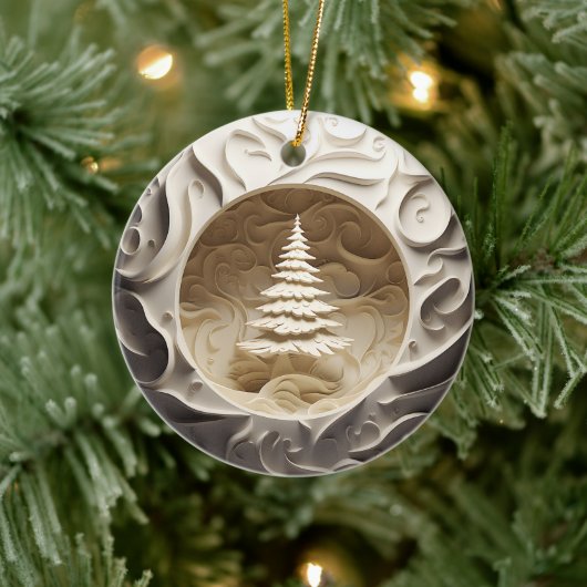 3D Stijl Winter Boom Kerstvakantie Keramisch Ornament (Boom)