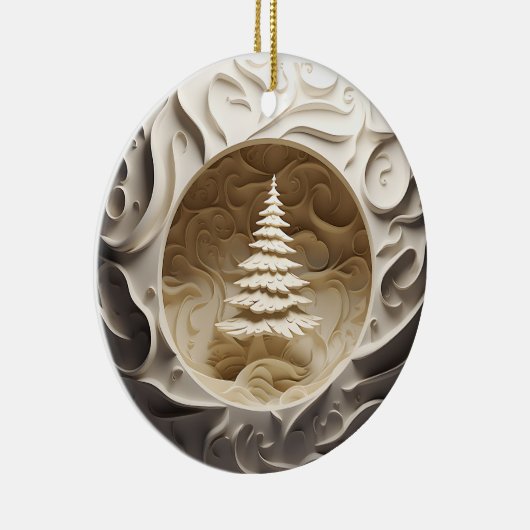 3D Stijl Winter Boom Kerstvakantie Keramisch Ornament (Rechts)