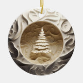 3D Stijl Winter Boom Kerstvakantie Keramisch Ornament (Voorkant)