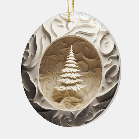 3D Stijl Winter Boom Kerstvakantie Keramisch Ornament (Links)