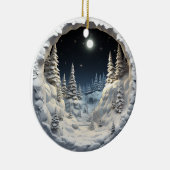 3D Stijl Winter Nacht Kerstvakantie Keramisch Ornament (Rechts)