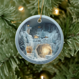 3D Stijl Winter Nacht Kerstvakantie Keramisch Ornament