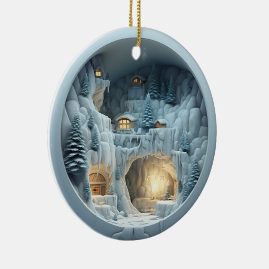 3D Stijl Winter Nacht Kerstvakantie Keramisch Ornament (Rechts)