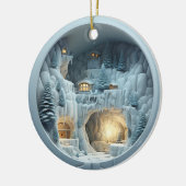 3D Stijl Winter Nacht Kerstvakantie Keramisch Ornament (Links)