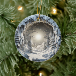 3D Stijl Winter Nacht Kerstvakantie Keramisch Ornament