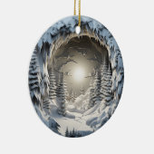 3D Stijl Winter Nacht Kerstvakantie Keramisch Ornament (Rechts)