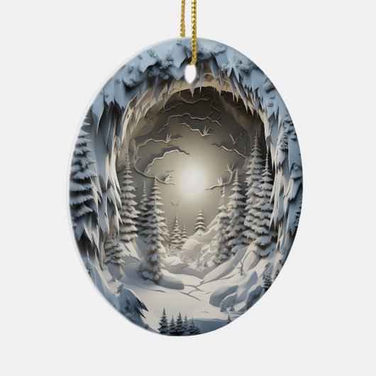 3D Stijl Winter Nacht Kerstvakantie Keramisch Ornament (Rechts)